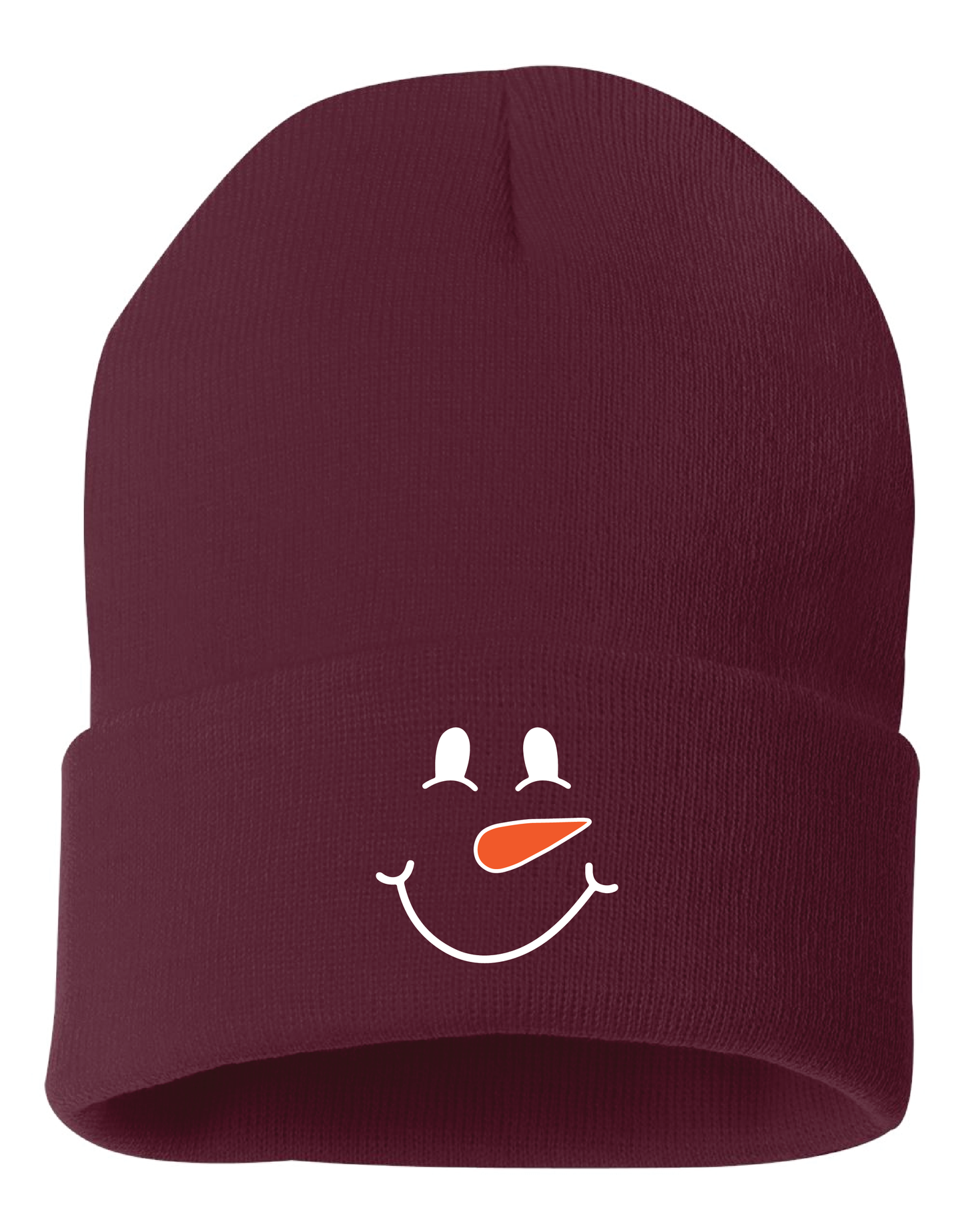 Snowman Smiley Face Embroidered - Beanie