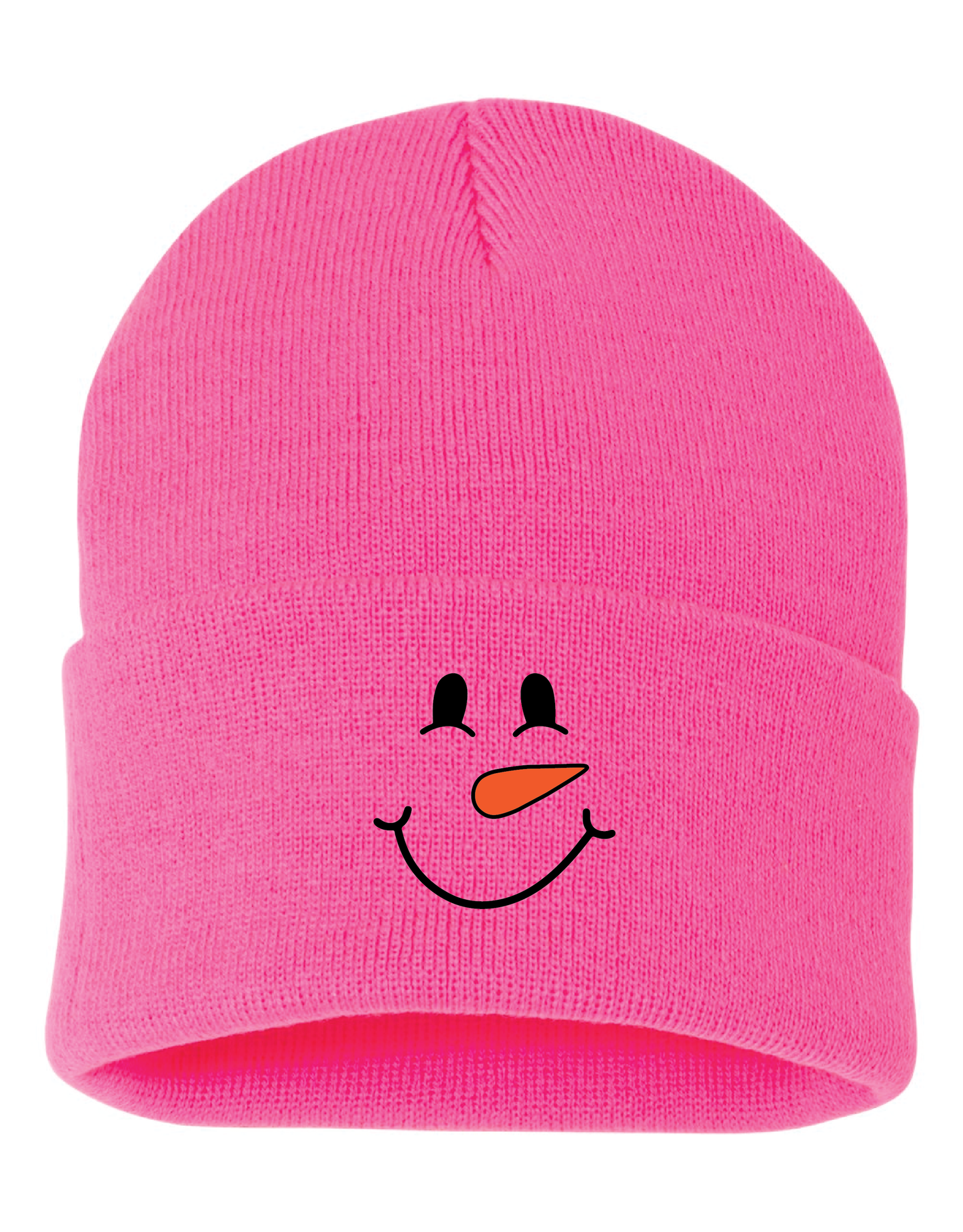 Snowman Smiley Face Embroidered - Beanie